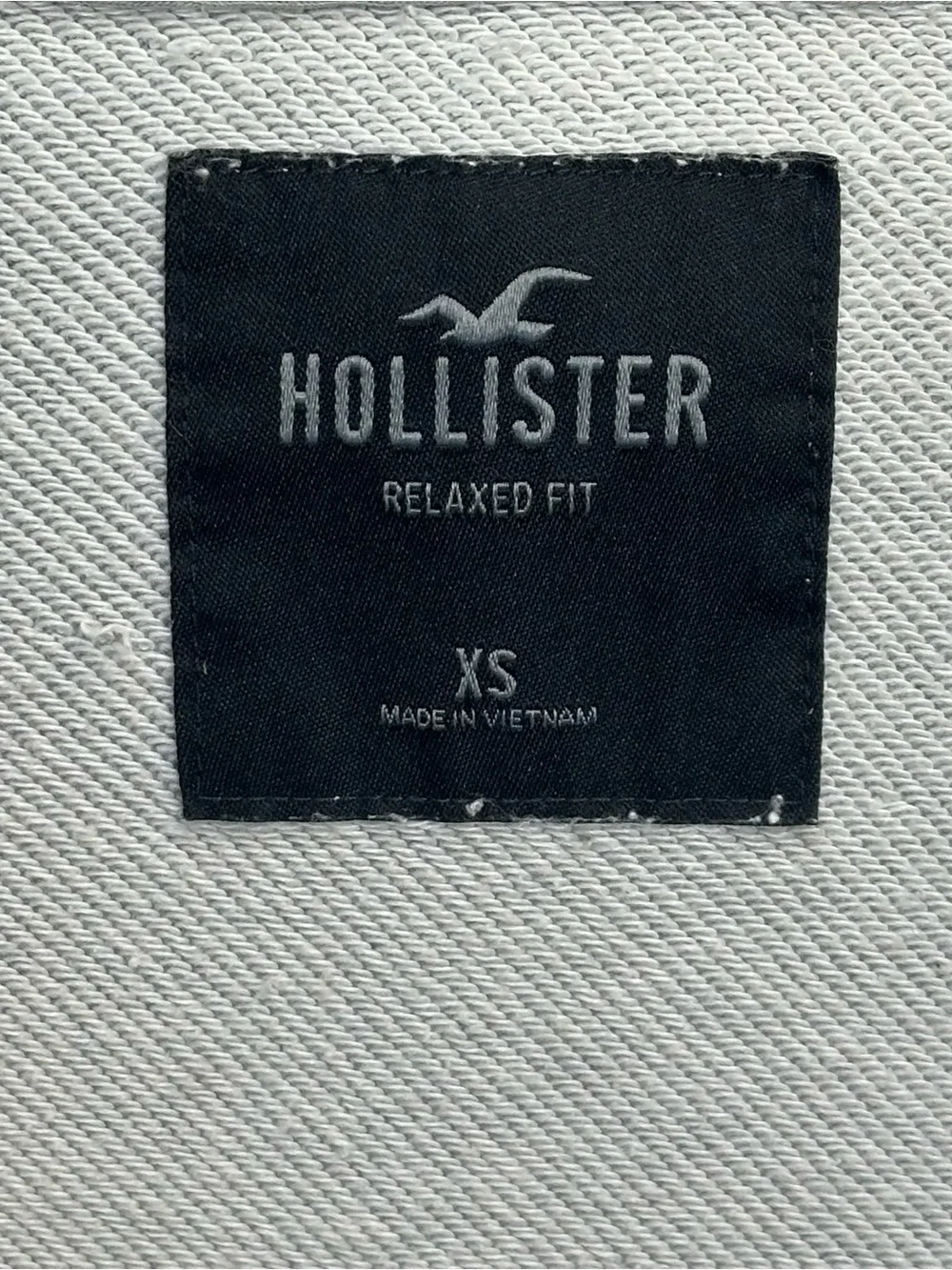 Hollister Men’s XS Gray Full-Zip Hoodie Relaxed Fit Embroidered Logo